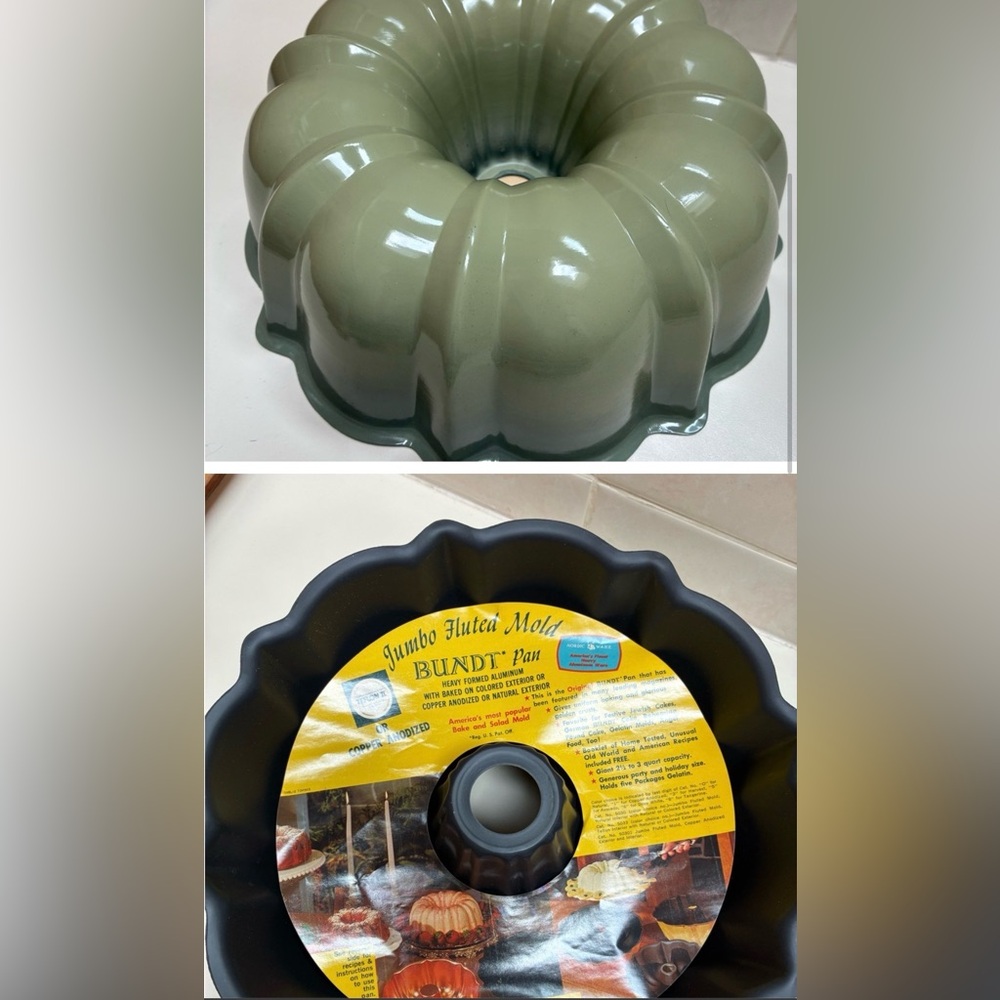 Vintage Nordic Ware Avocado Green Bundt Pan Original Box